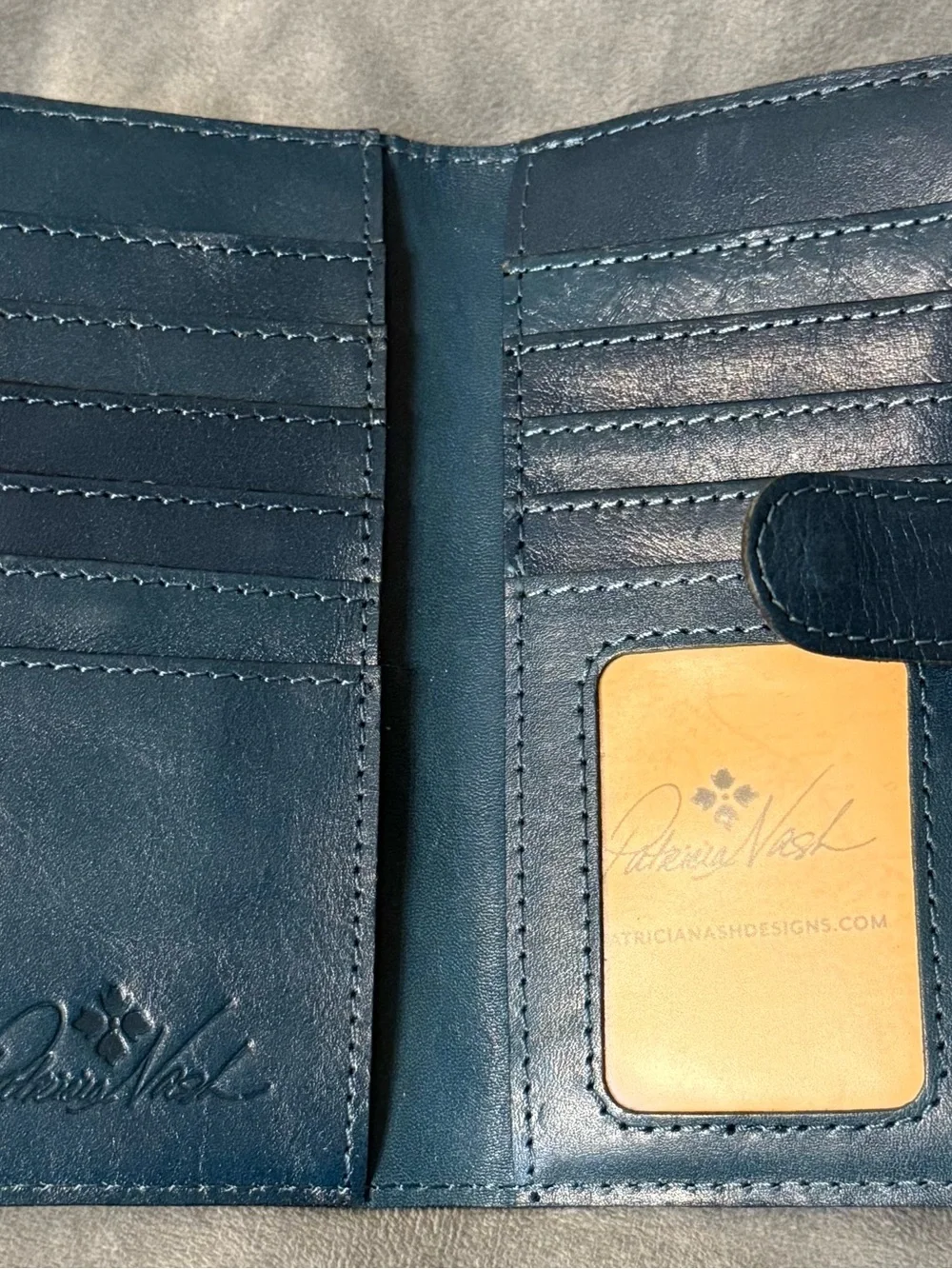 Patricia Nash Embossed Floral Leather Wallet - Teal